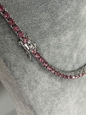Pink Crystal Tennis Necklace - Elegant Women’s Jewelry